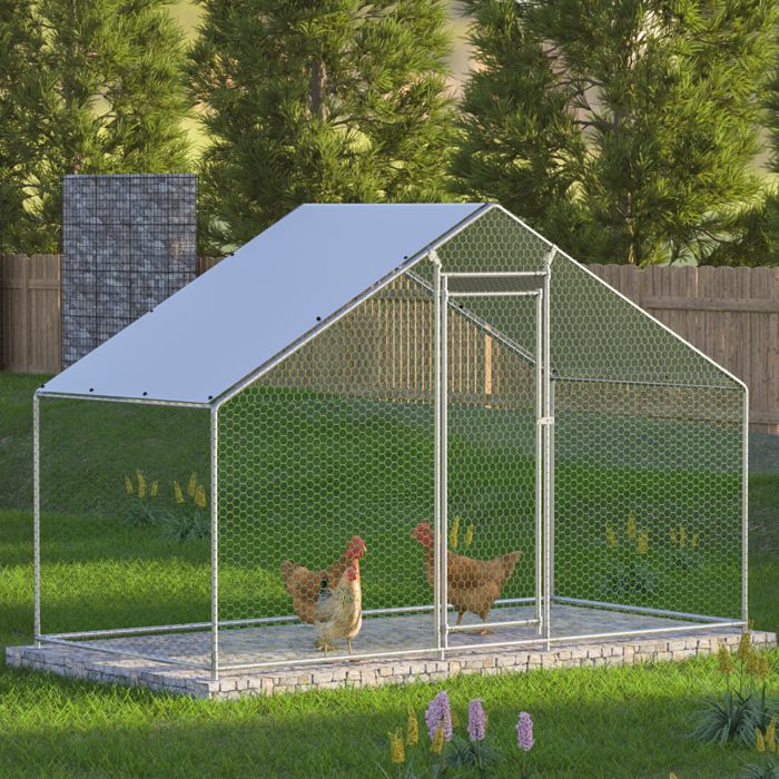 Enclos Poulailler 4.5 m² avec Toit Imperméable, Acier Galvanisé, Parc Grillagé 3x1.5x2m pour poules,lapins, Anti UV(3 x 1 x 1)