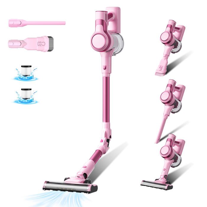 Aspirateur balai sans fil - STANEW - 33Kpa - 320W - 40 min autonomie - HEPA 3 couches(Rose/Non pliable)