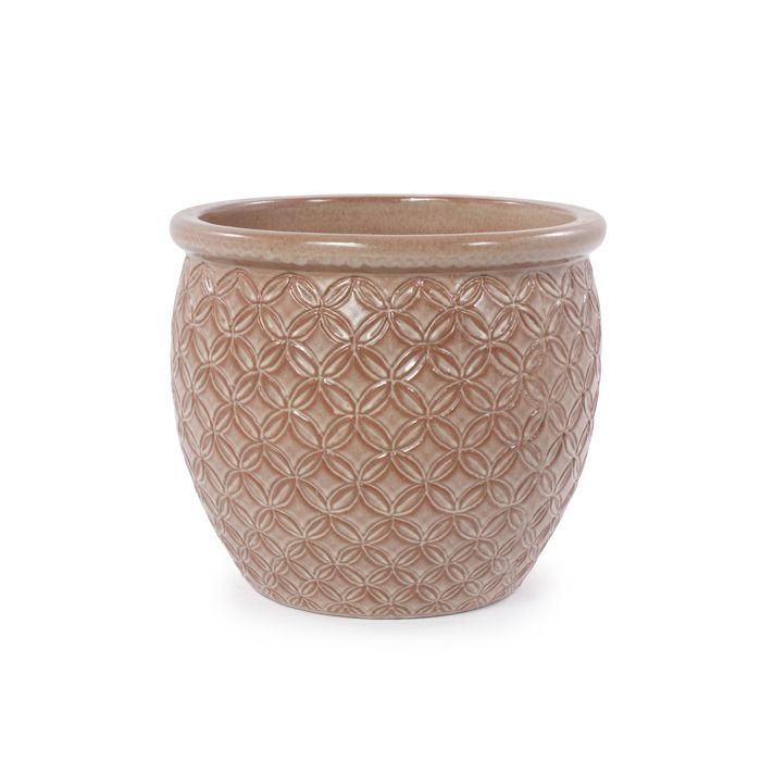 Pots de Fleur en Céramique - 38,5x33 cm - Grand Bac à Fleurs avec Trou de Drainage - Vase Design - Extérieur/Intérieur - Beige(23 x 20)