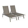 Lot de 2 transats taupe. 5 positions. en textilène et métal. FLORA.  L155 x P59 x H106cm(Taupe)
