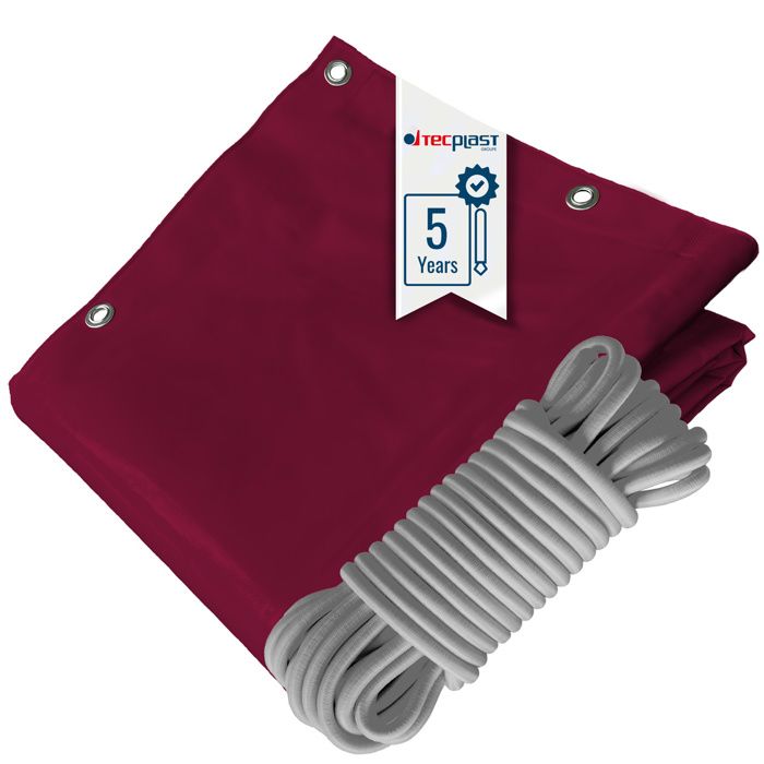 TECPLAST Pack Toile Pergola Rouge Bordeaux 3x4 m + Sandow Gris 20m - Bâche Pergola prête à poser LP506PR Garantie 5 ans(Beige foncé/Sandow blanc)