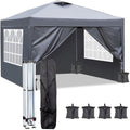 Tonnelle Pliant 3x3 m, Tonnelle de Jardin Imperméable avec 4 côtés, 4xsacs de sable,Pour la randonnée/Camping/Pique-niques, Gris(Bleu/2 x 2 m/4 rideaux)