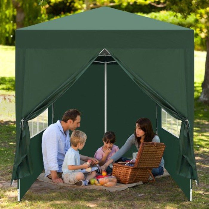 2*2M tonnelle pliant , 2 portes + 2 fenêtres, imperméable, vert, tente de camping(Bleu/2 x 2 m/0 rideaux)