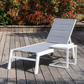 Set bain de soleil et table d'appoint BARBADOS en textilène gris - aluminium blanc(Gris blanc)