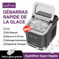 Machine à glaçons noire portable 12kg/24h, réservoir 1.4L, 9 glaçons en 6min, fonction autonettoyante, bruit inférieur 40dB(Noir)