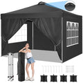 Tonnelle Barnum 3x3m Pliante Imperméable Tente de Jardin Robuste Anti-UV avec 4 Parois et Sacs de Lestage - Noir(Blanc/3 x 3 m)