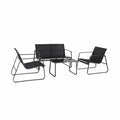 Salon de jardin en métal  et textilène pour 4 personnes. gris foncé et noir. design(Anthracite et noir)