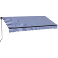 Store banne Outsunny Polyester 295x247cm Bleu et blanc(Beige/250 x 200 cm)