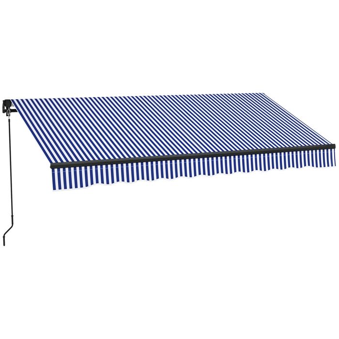 Store banne Outsunny Polyester 295x247cm Bleu et blanc(Beige/250 x 200 cm)